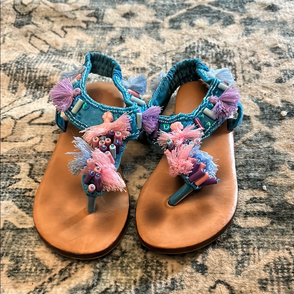 Spinach Mafia Embellished Tong Flip Flop Sandals